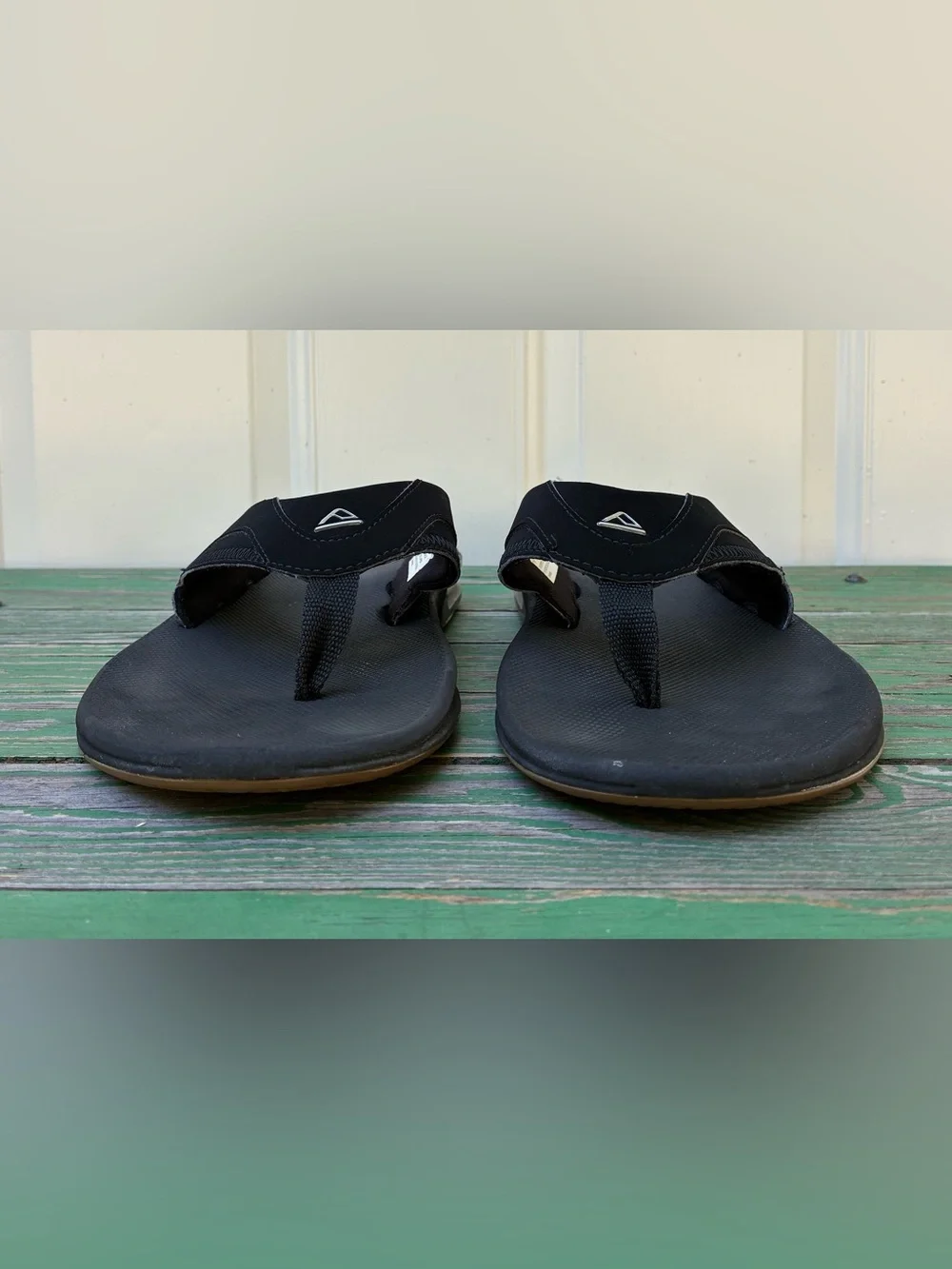 Reef Mens Sz 12 Fanning Bottle Opener Sole Black Flip Flops Thong Sandals